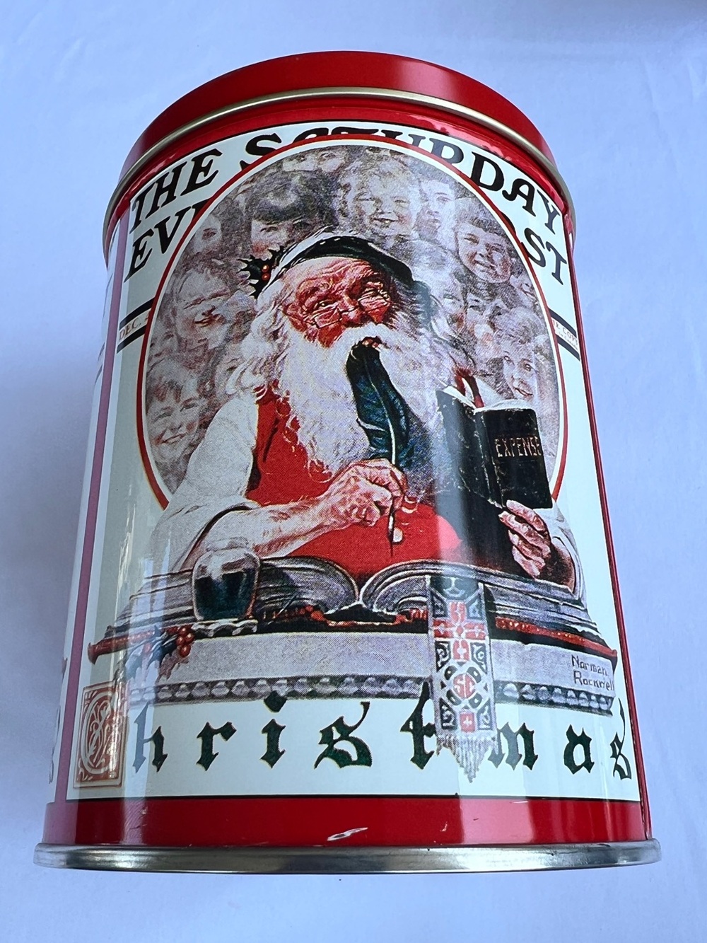 Vintage Norman Rockwell Santa Christmas Tin Collectible